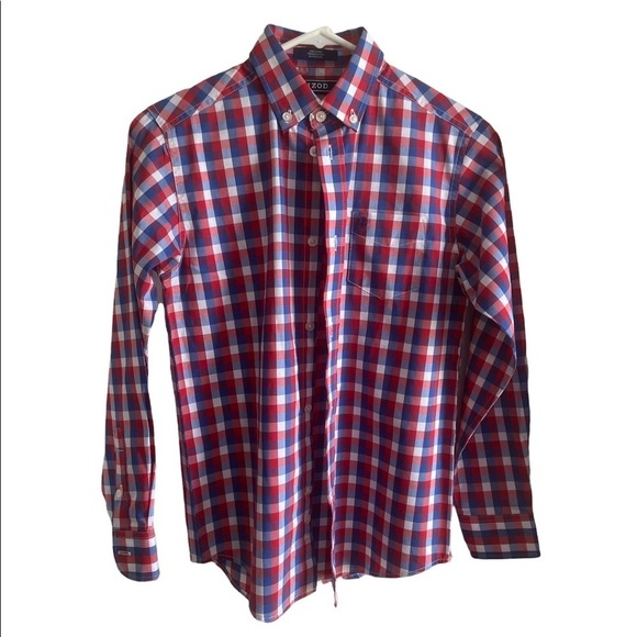 NWT Izod Long Sleeve Checked Pattern Button Down Shirt - M (10/12) - Picture 1 of 9